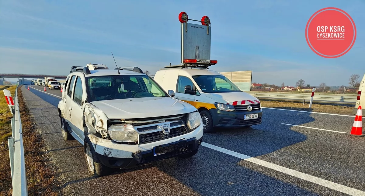 Łagów. Poranna kolizja na autostradzie A2