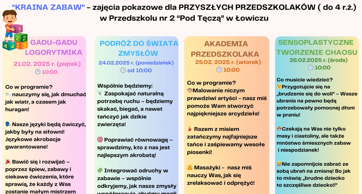 Przedszkole nr 2 w Łowiczu zaprasza przyszłych przedszkolaków do krainy zabaw