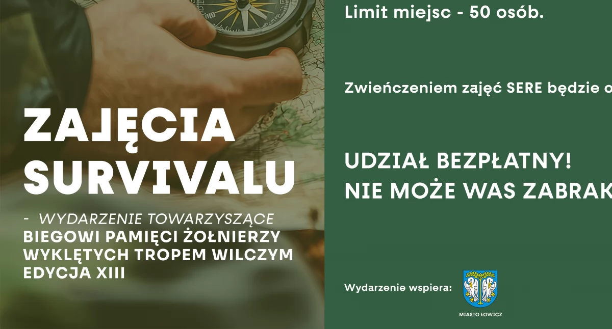 Łowicz. Zajęcia survivalu, jako wydarzenie towarzyszące biegowi „Tropem Wilczym”