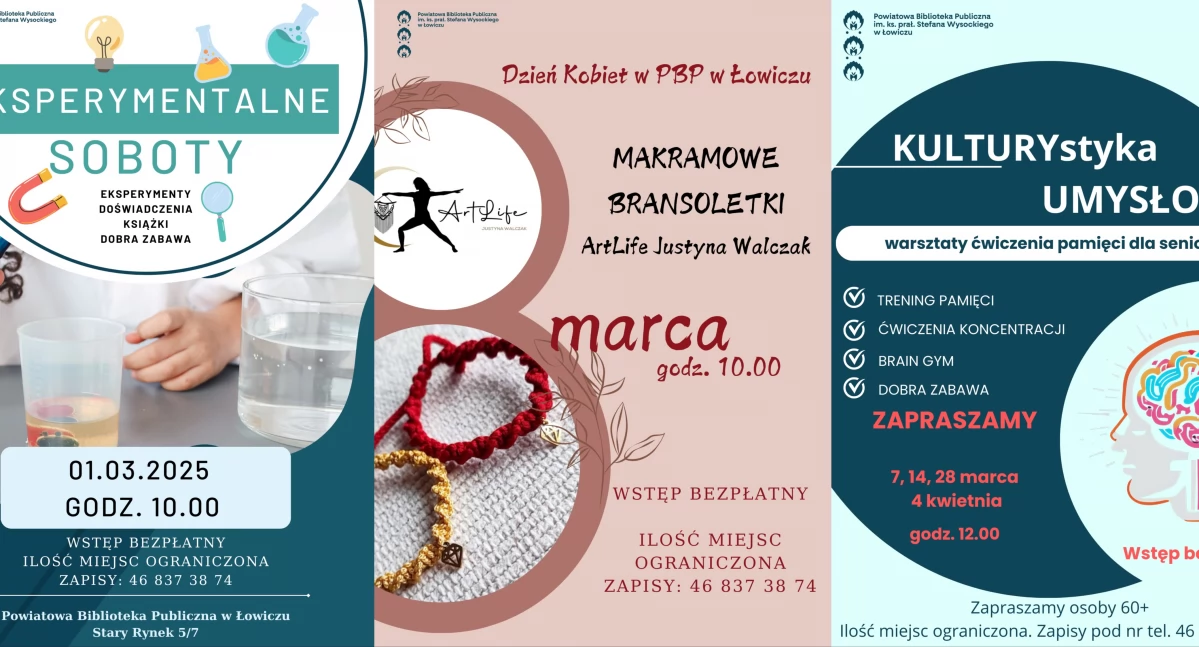 Powiatowa Biblioteka Publiczna w Łowiczu zaprasza na marcowe wydarzenia