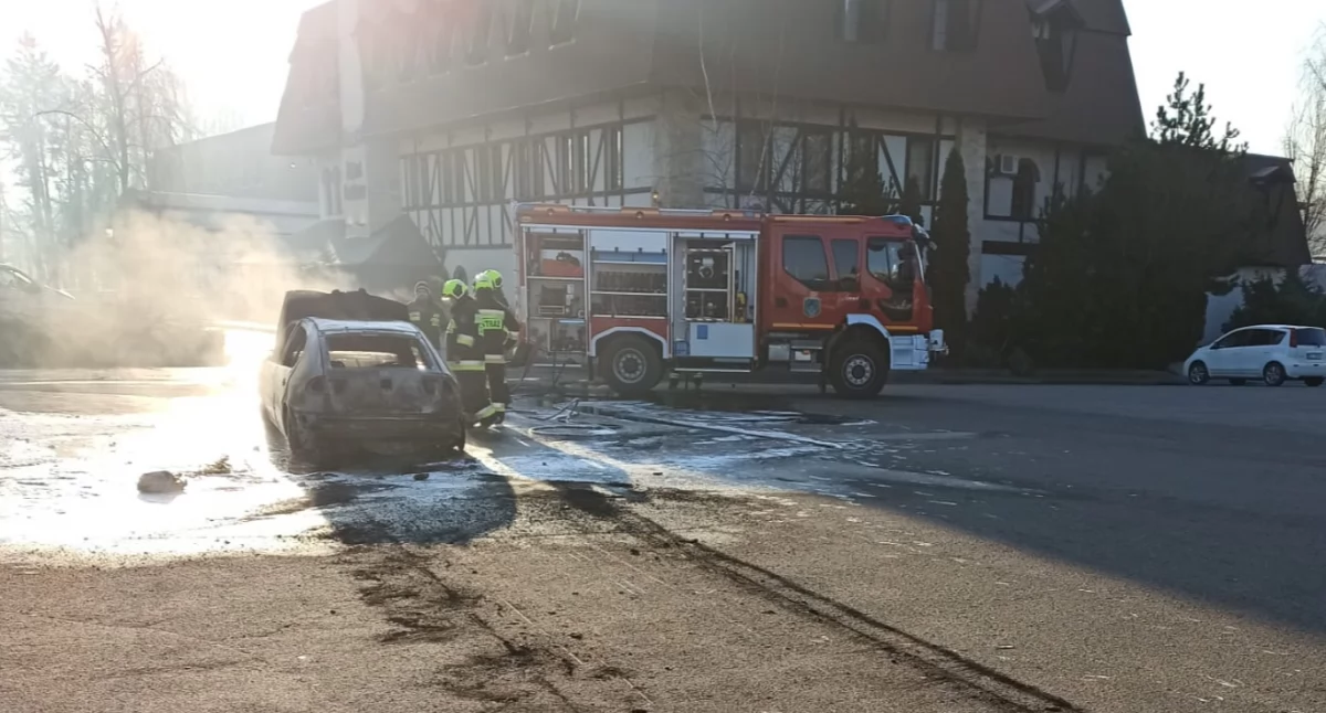 Nieborów. Tragiczny w skutkach pożar samochodu, nie żyje jedna osoba (foto)