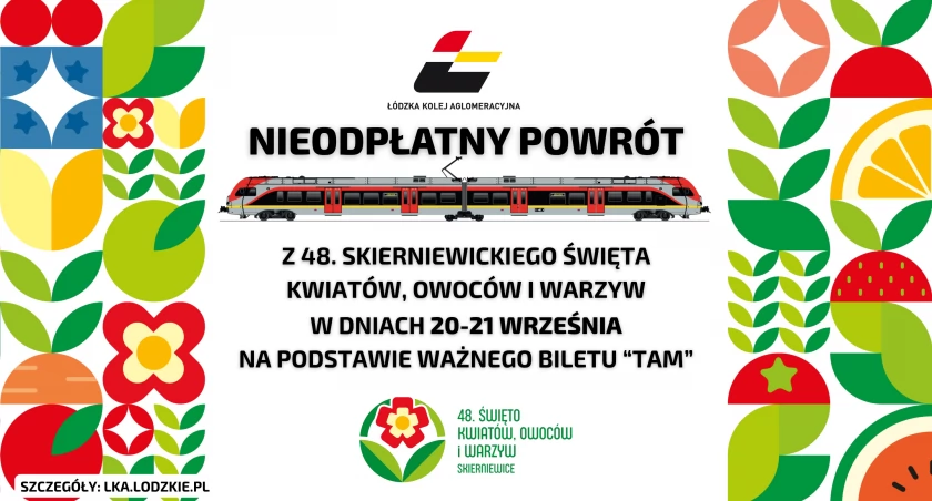 Bezpłatny powrót pociągami ŁKA ze Święta Kwiatów, Owoców i Warzyw w Skierniewicach
