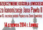 Łowiczanie podziękują za kanonizację Jana Pawła II
