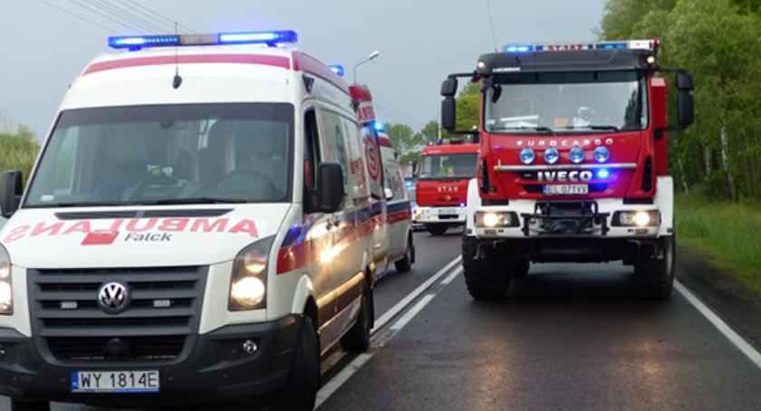 Dostawczy citroen uderzył w latarnię, transporter w drzewo