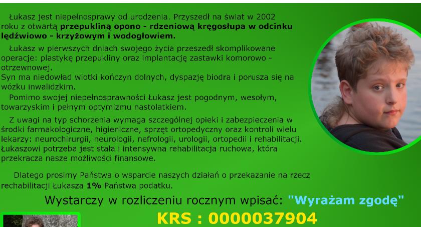 Prośba o przekazanie 1 % dla Łukasza Balei