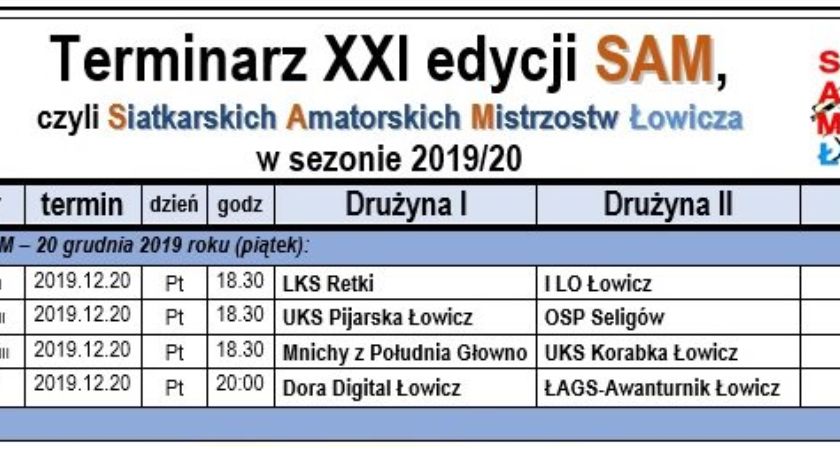 Plan gier 7. kolejki SAM Łowicza. Przed nami ostatnie mecze w tym roku