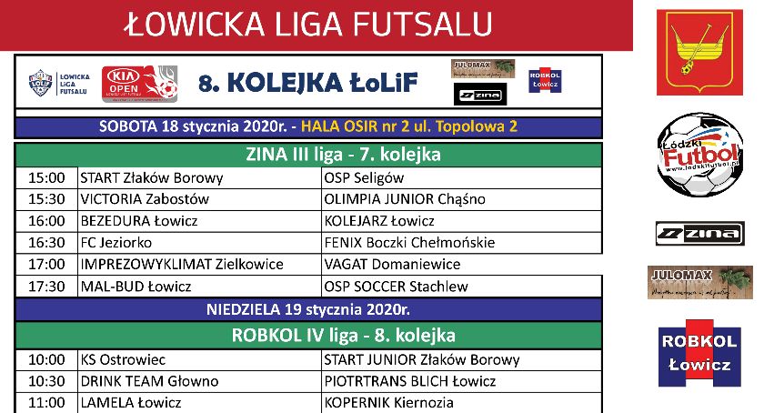 Plan gier 8. kolejki Łowickiej Ligi Futsalu