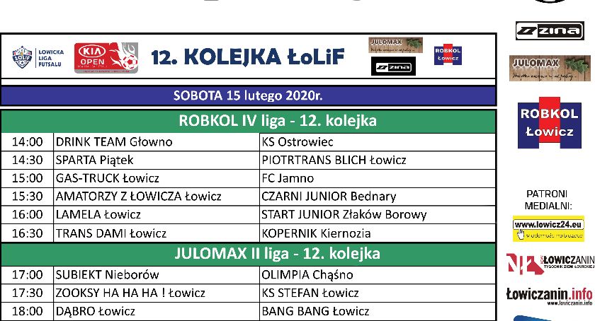 Plan gier Łowickiej Ligi Futsalu. Wszystkie mecze w sobotę