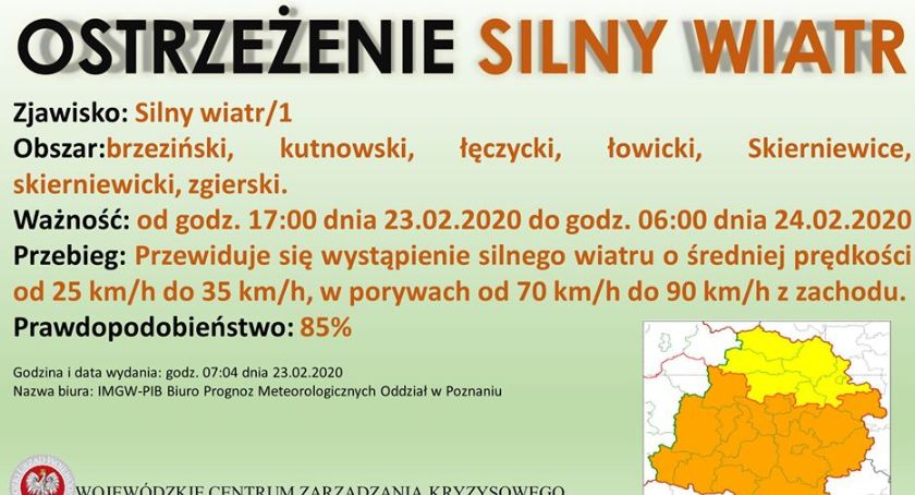 Ostrzeżenie pogodowe dla woj. łódzkiego. Będzie wiało!