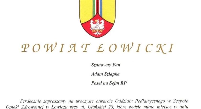 Niestety, Adam Szłapka na otwarciu łowickiego oddziału pediatrycznego nie pojawi się