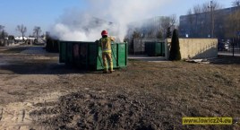 Kolejny raz płonął kontener na cmentarzu Emaus w Łowiczu