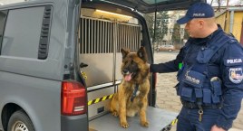 Łowiccy funkcjonariusze z nowym radiowozem do przewozu psów