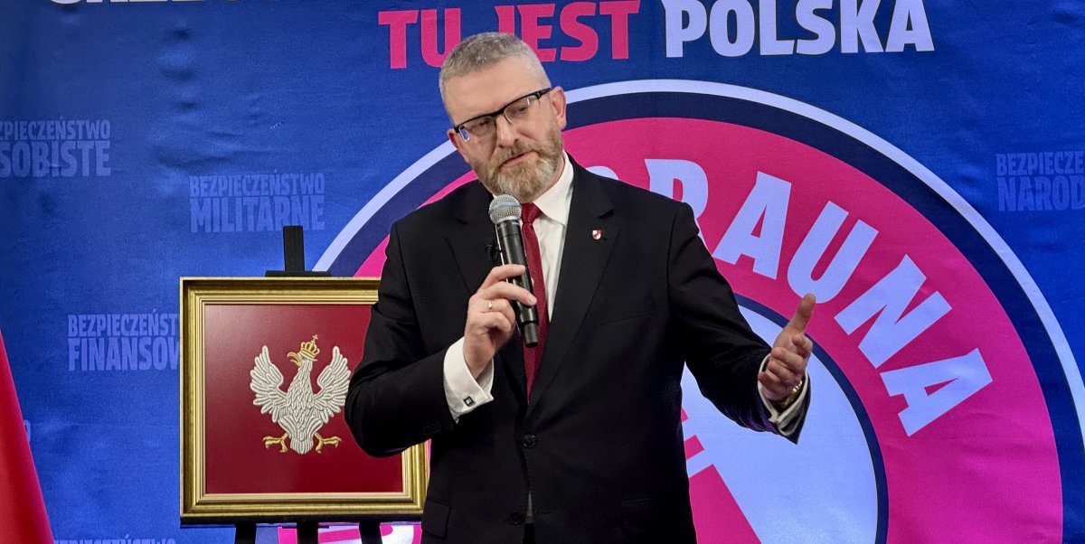 Grzegorz Braun w Elblągu o rozwoju Królewca, przekopie dla kajaków i Polsce, która sprowadza lisa do kurnika
