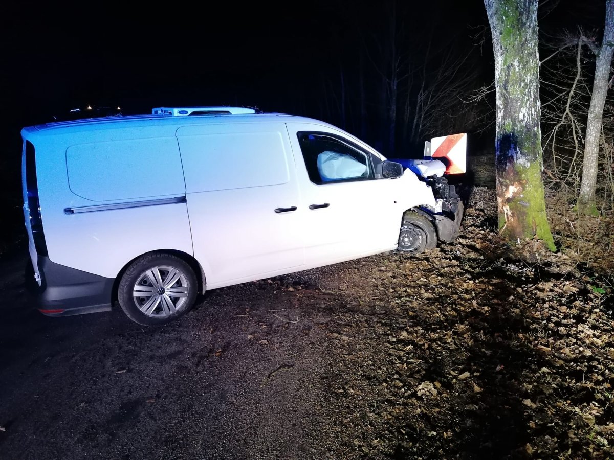 Stracił panowanie nad autem i uderzył w drzewo. Powiadomienie o wypadku dotarło do służb poprzez system powiadamiania eCall [ZDJĘCIA]