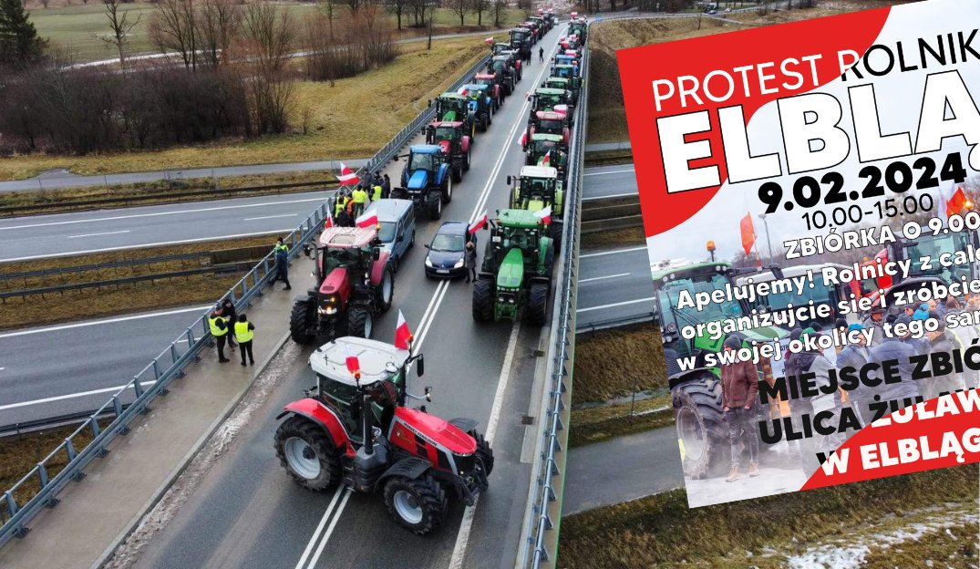 Rolnicy w proteście wyjadą na ulice Elbląga [TRASA PROTESTU]

