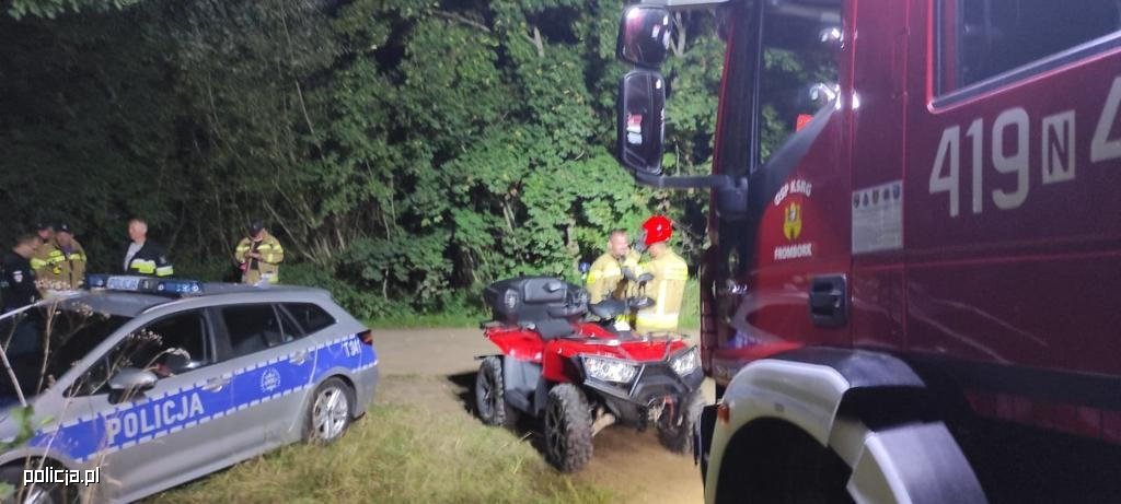 Nocne poszukiwania osób zaginionych na terenie Braniewa i gminy Płoskinia zakończone pomyślnie