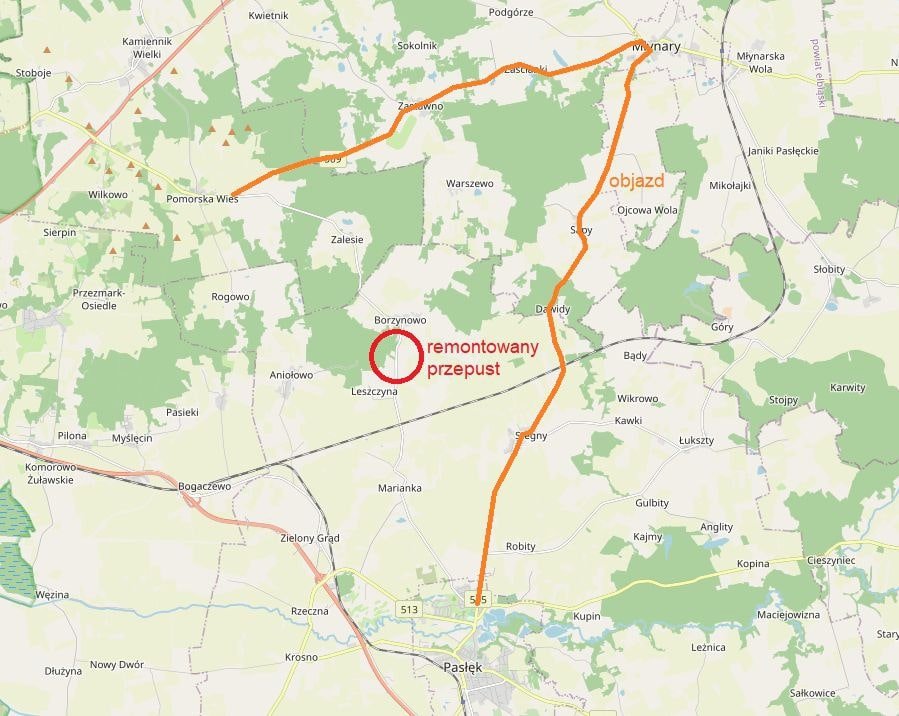Zarząd Dróg Powiatowych w Pasłęku: Zamknięcie drogi w Borzynowie przesunięte