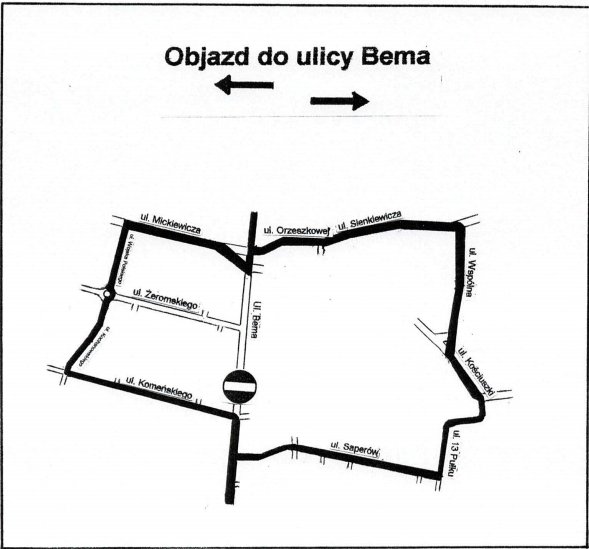 Remont kanalizacji sanitarnej na ulicy Bema - zmiana organizacji ruchu