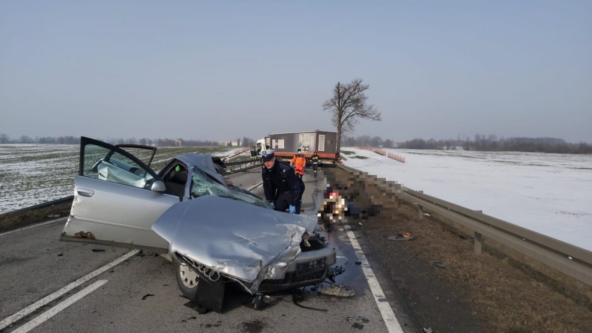 Uwaga wypadek! Zablokowana droga k22 z Elbląga w kierunku Malborka