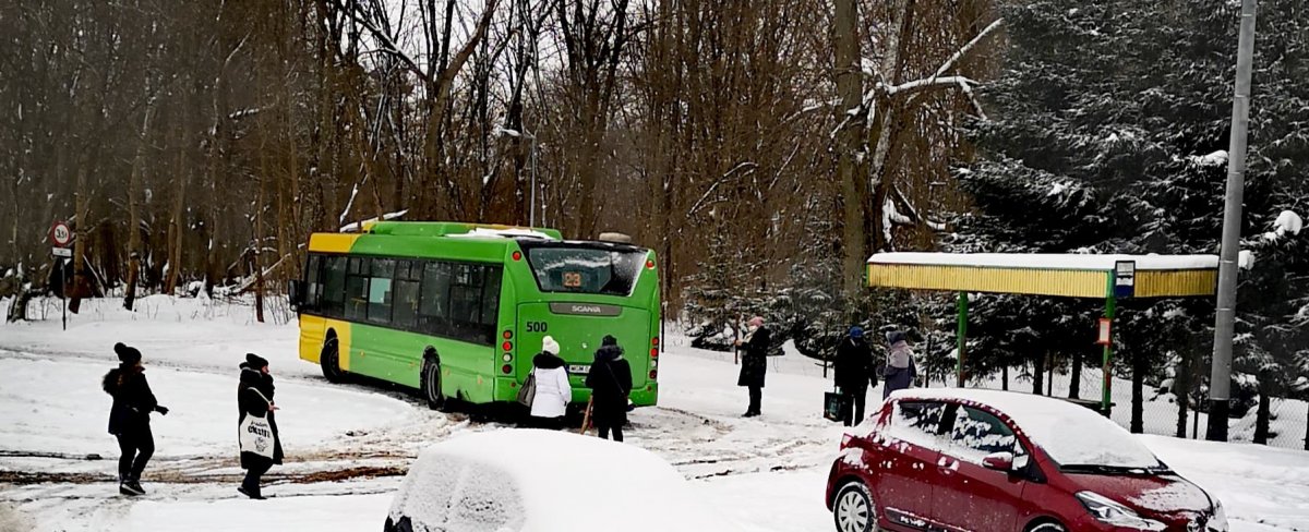 A na chodnikach biały puch