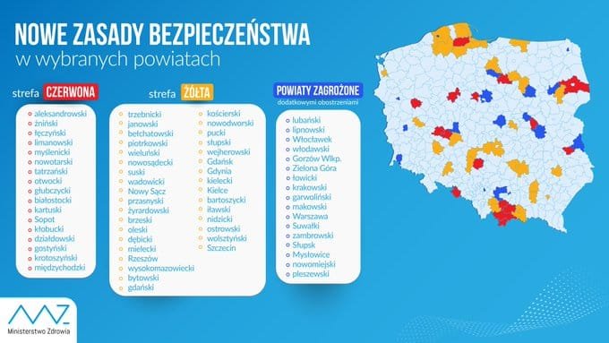 Powiat nowodworski w żółtej strefie