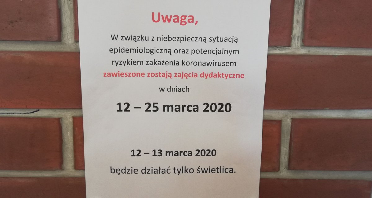 Elbląskie placówki szkolne zamknięte do 25 marca