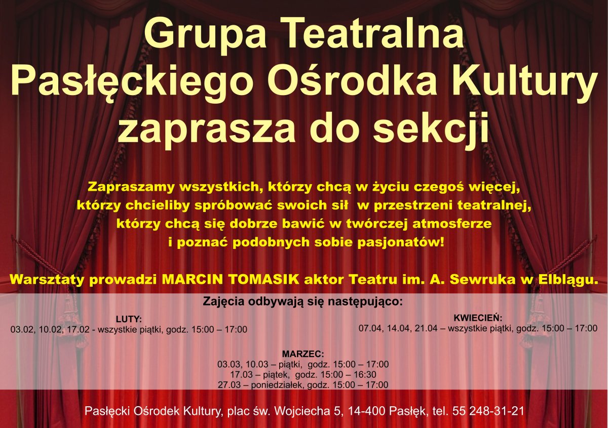 Nabór do sekcji teatralnej w Pasłęku