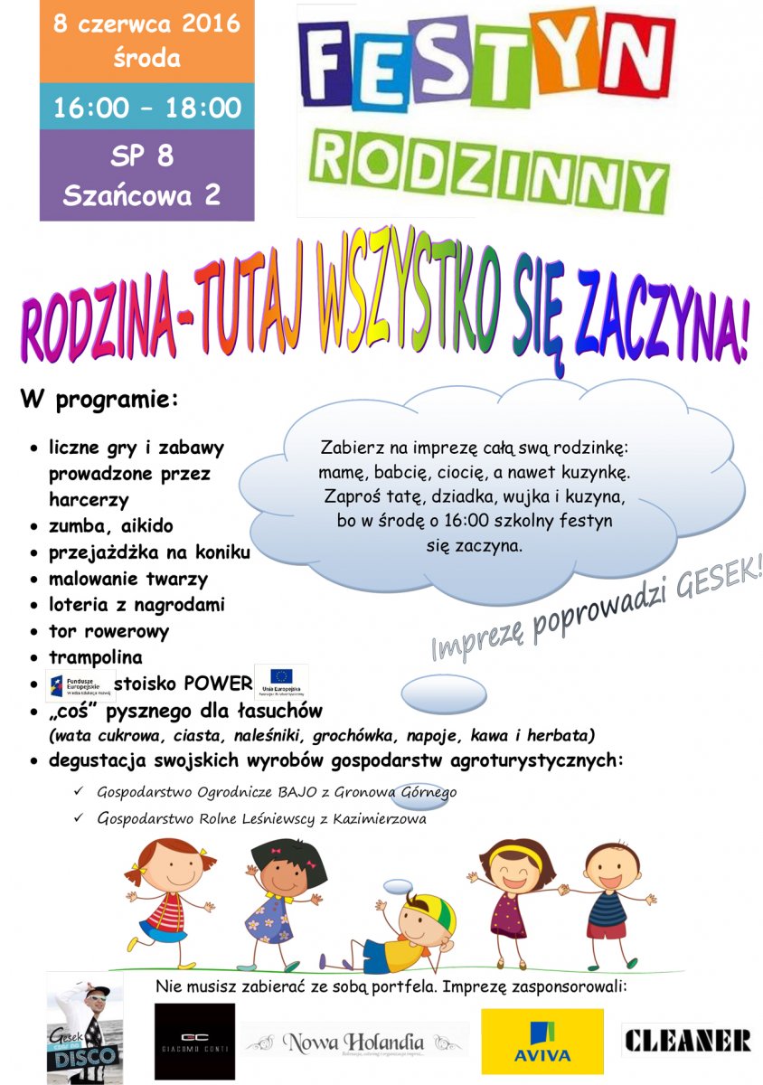 Sp nr 8 zaprasza na festyn rodzinny