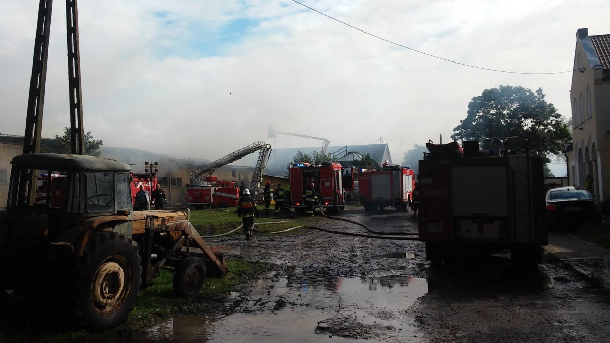 40 strażaków w akcji. Duży pożar w miejscowości Jezioro