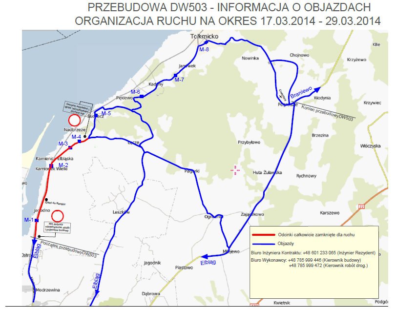 Uwaga. Zmiany w ruchu na drodze 503