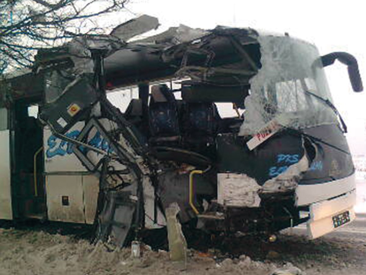 Autobus Elbląg-Poznań uderzył w drzewo. 11 osób rannych