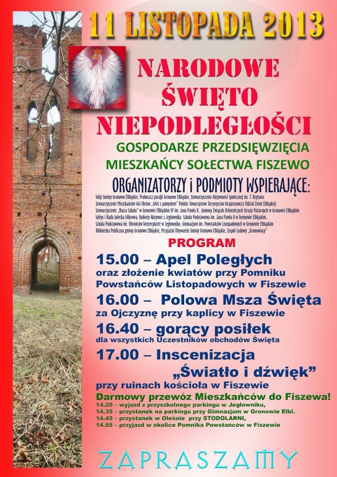 11 listopada. Apel poległych przy pomniku w Fiszewie