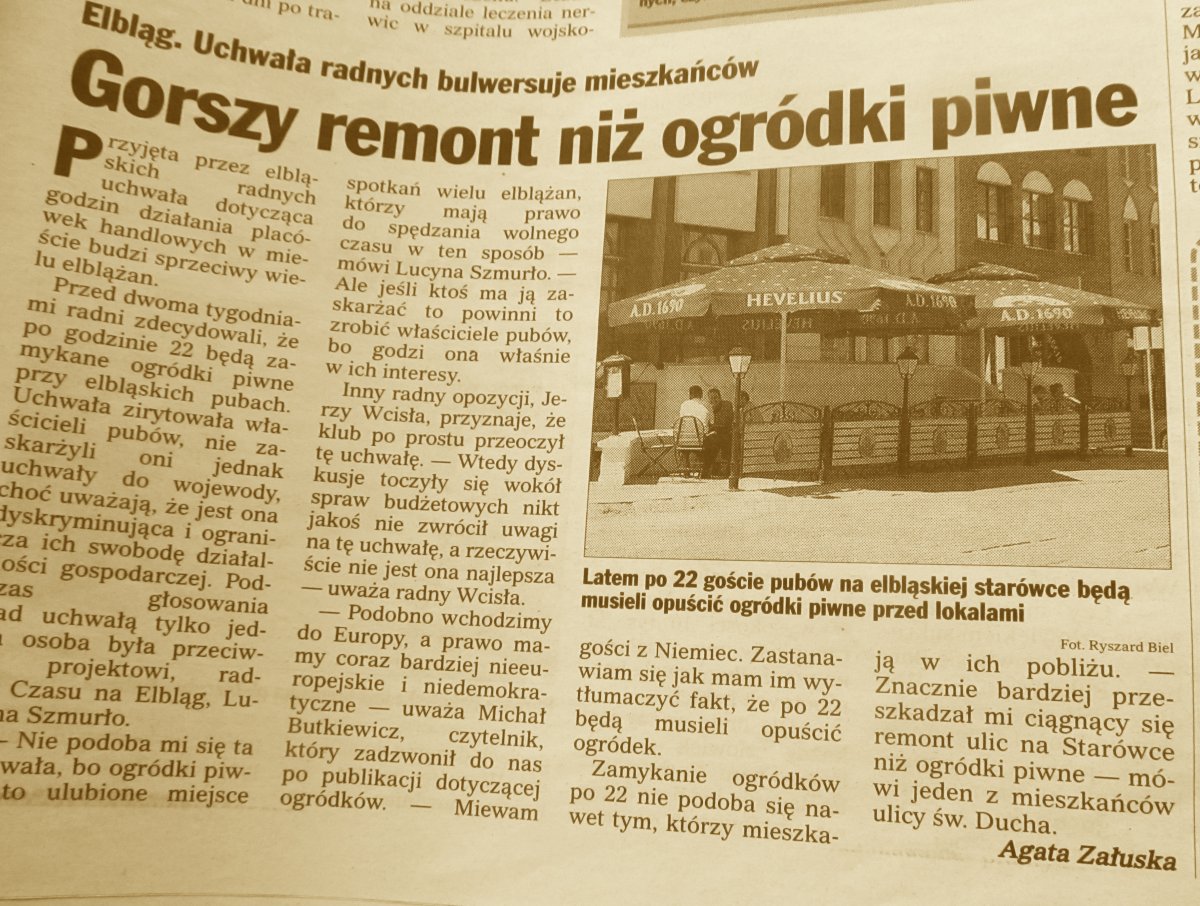 Z archiwum Dziennika: Po godz.22 piwa w ogródku się nie napijesz