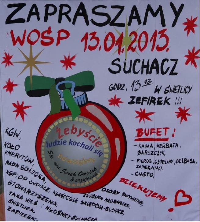 Napisali do nas: WOŚP zagra w Suchaczu