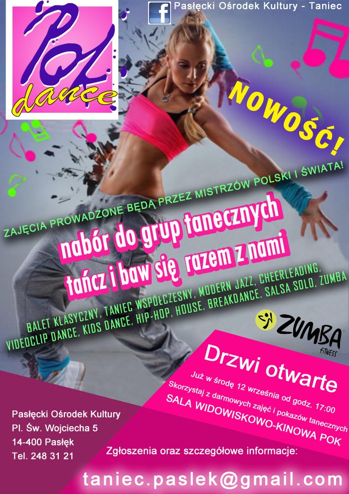 Pasłęcki Ośrodek Kultury zaprasza na darmowe zajęcia taneczne