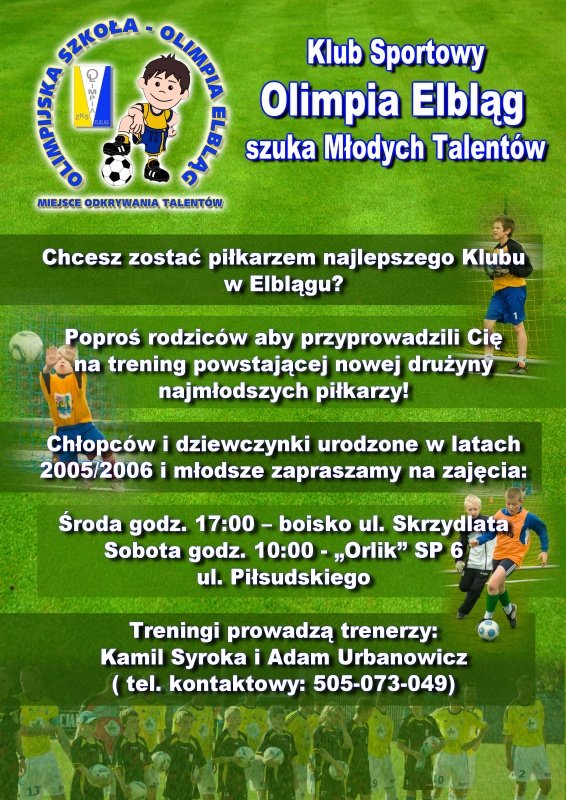 Zostań piłkarzem. Olimpia zaprasza najmłodszych na treningi