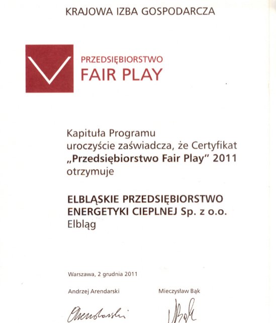 EPEC Przedsiębiorstwem Fair Play 2011 