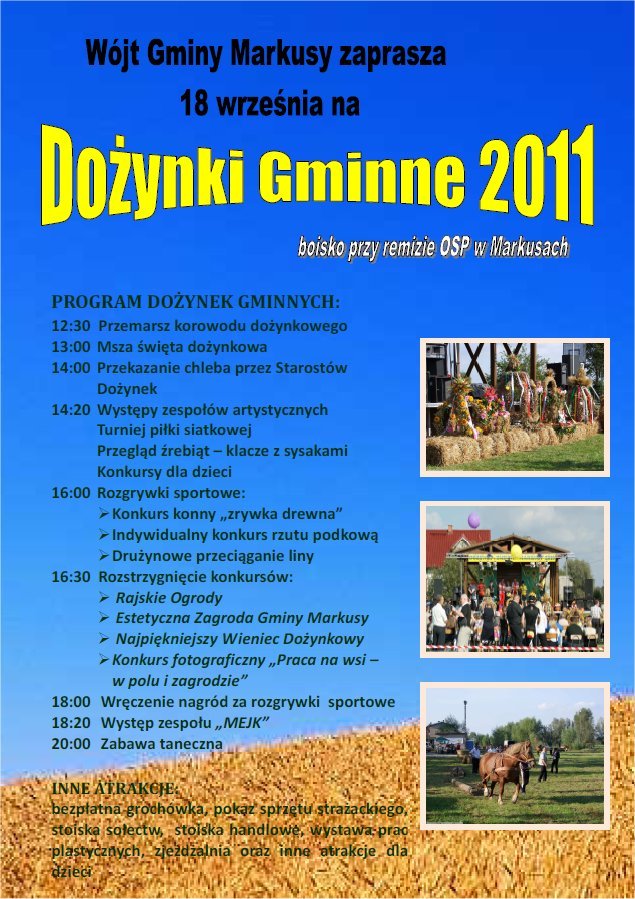 Markusy zapraszają na dożynki  