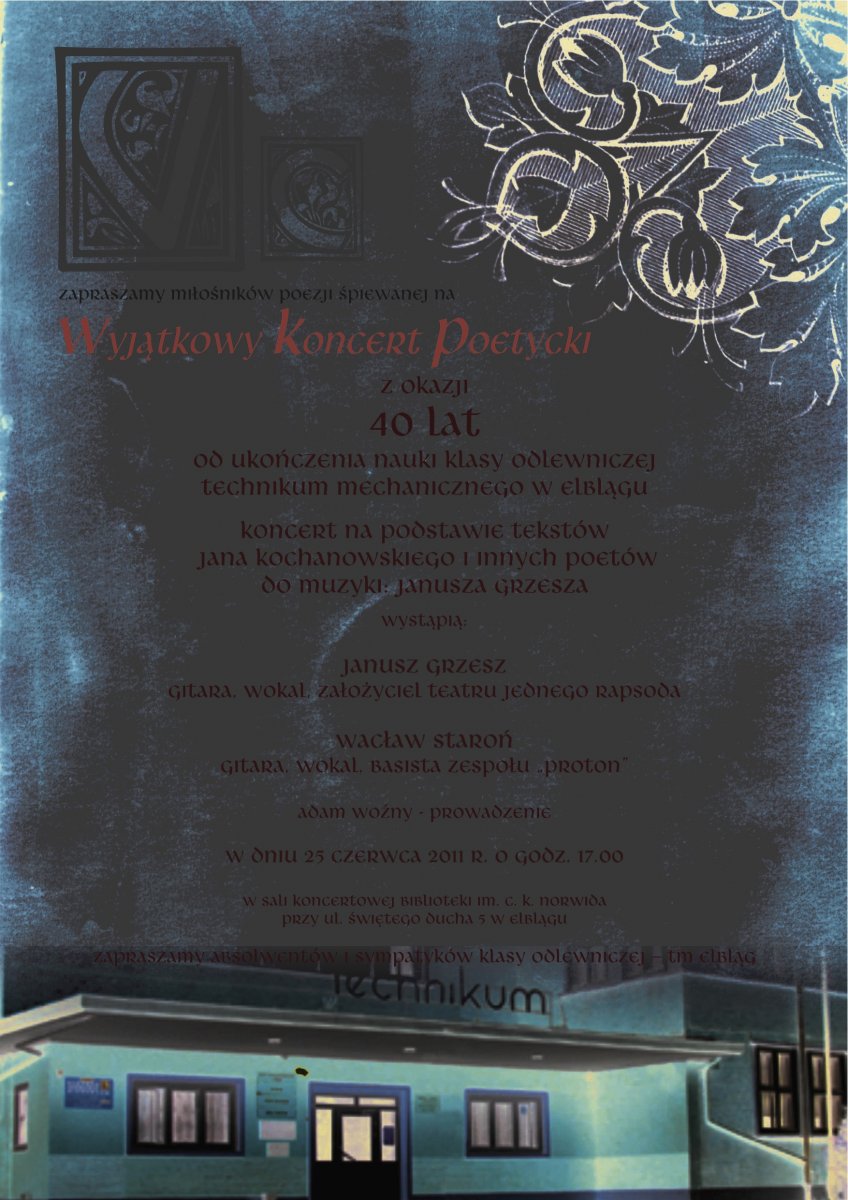 Wyjątkowy Koncert Poetycki z okazji rocznicy ukończenia nauki