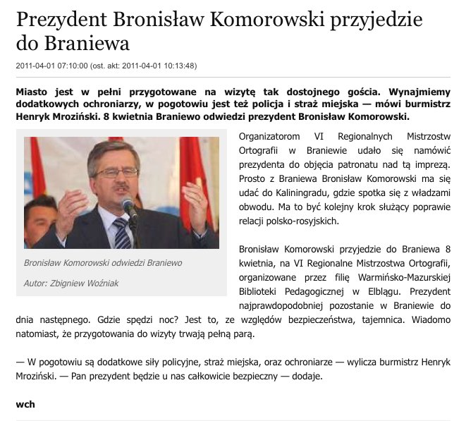 Prezydent w Braniewie i prowadzący Juwenalia to były żarty