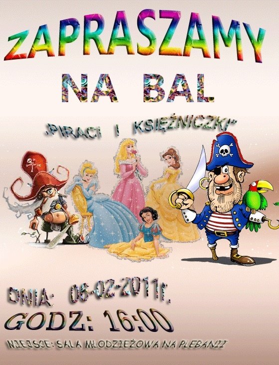  Parafia Wszystkich Świętych zaprasza na bal piratów i księżniczek 