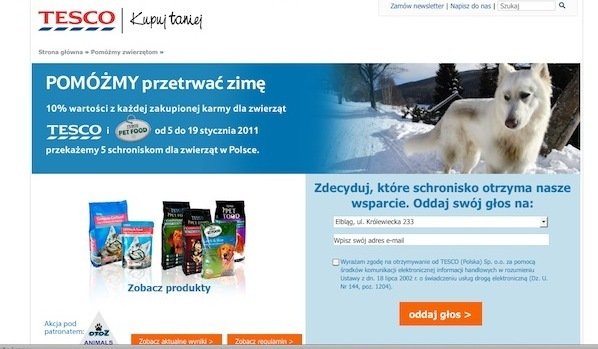 Elbląskie schronisko prowadzi w akcji Tesco, ale dogania nas Włocławek