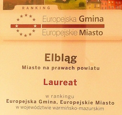  Dyplom dla Elbląga za zdobywanie unijnej kasy   