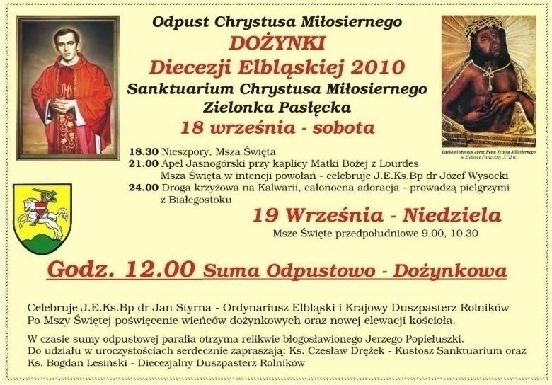 Odpust i dożynki diecezjalne w Zielonce Pasłęckiej