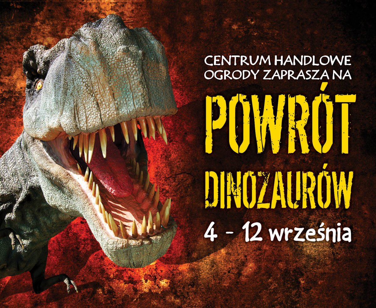 Dinozaury na parkingu elbląskich Ogrodów 