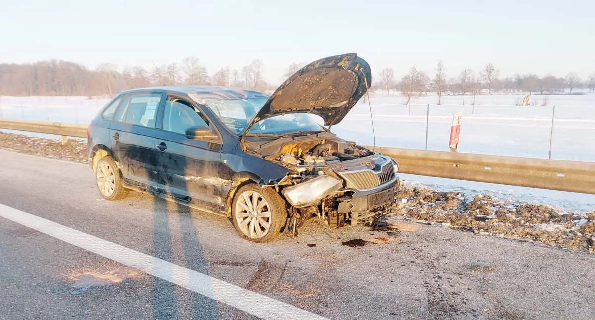 Dachowanie na S7. Kierowca trafił do szpitala