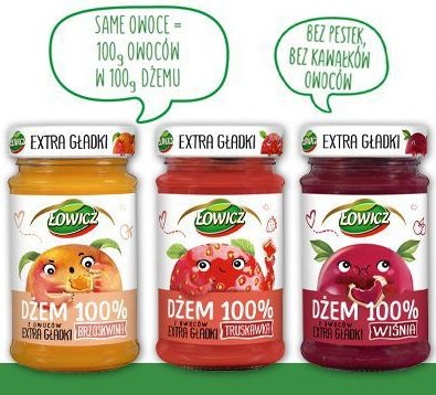Dżemy Łowicz EXTRA GŁADKIE 100% z owoców lubią dzieci i dorośli