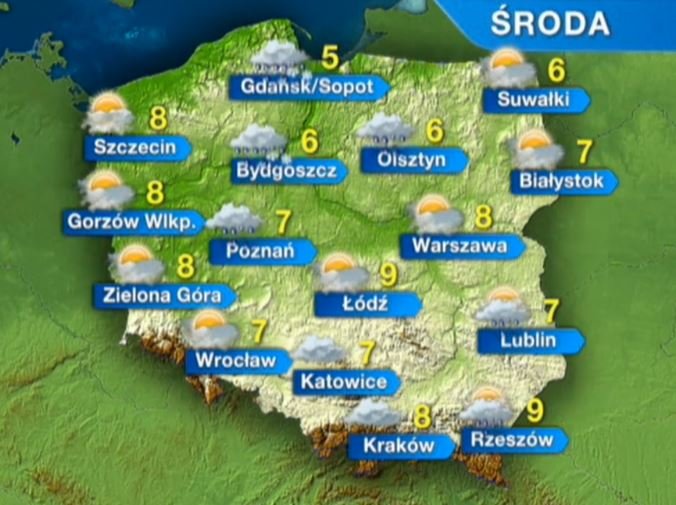 W środę sporo przejaśnień. Kolejne dni z deszczem na wschodzie