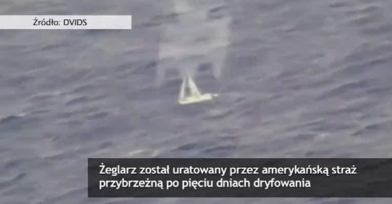 Żeglarz ocalony po pięciu dniach dryfowania na Oceanie Spokojnym