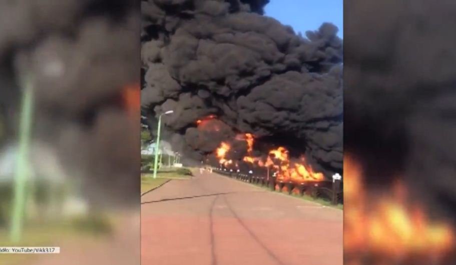 Wybuch ropociągu w Moskwie. Płomienie i dym widoczne z 15 km